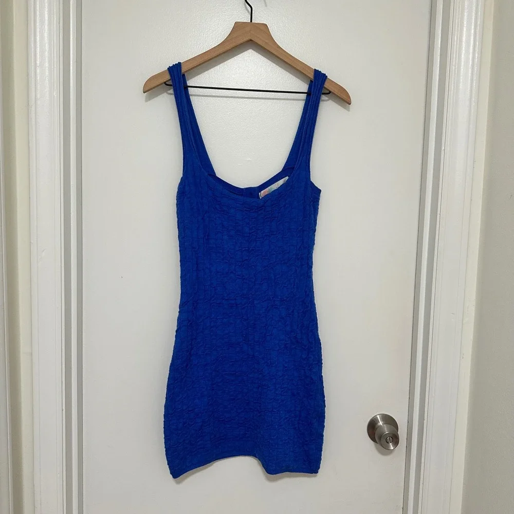 Free People‎ | FP Beach | Woman's Coral Blue Textured Knit Mini Dress, Size S